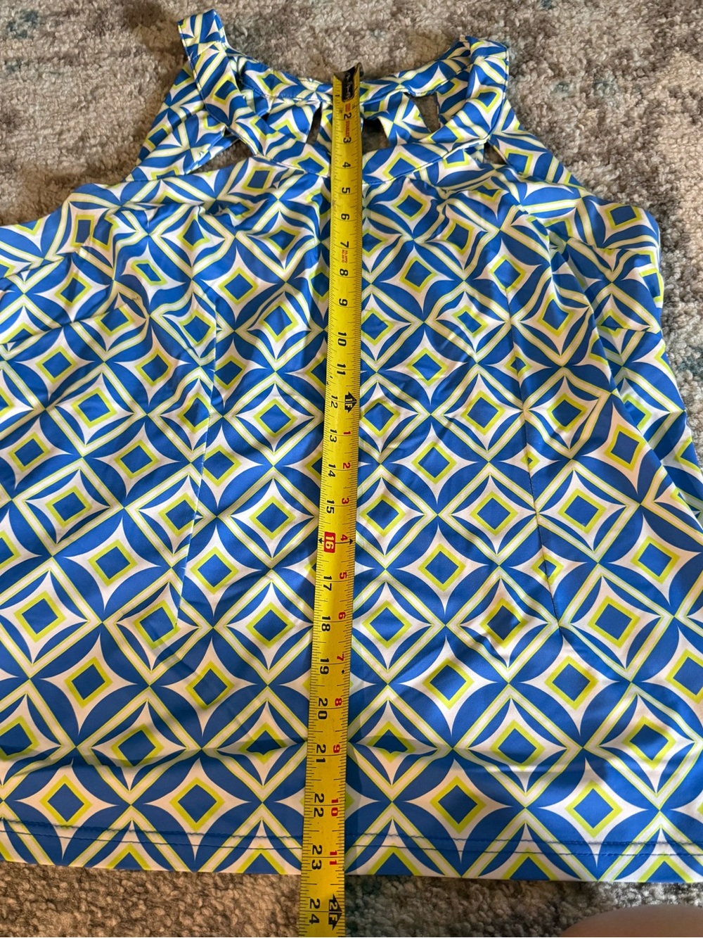 Lulu-B Blue White and Yellow Geometric Tank Top - Picture 4 of 6